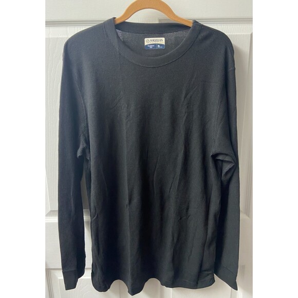Magellan Outdoors Pullover Thermal Shirt Mens X Large Black Waffle Knit Outdoor - Picture 1 of 5